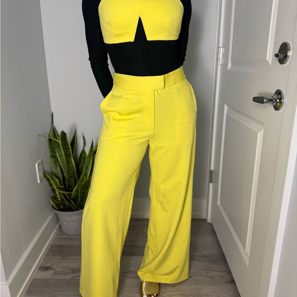 Chic Black and Yellow Two-Piece Set